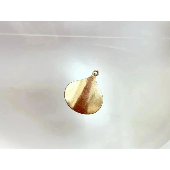 Gold Toned Teardrop Shaped Hammered Vintage Pendant | Trinket | Charm - Picture 5 of 6